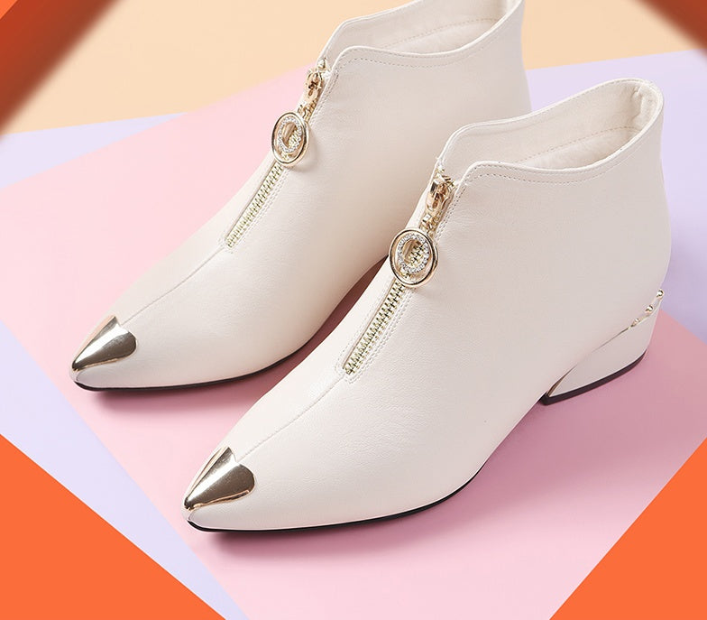 Women Flat With Thick Heel Boots