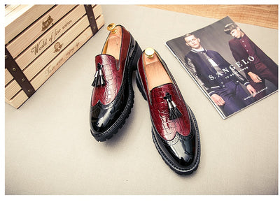 Thick bottom England increased tassel shoes men