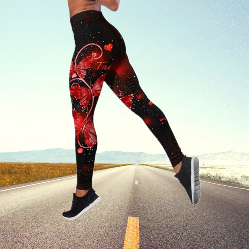 Autumn Butterfly High Waist Yoga Pants