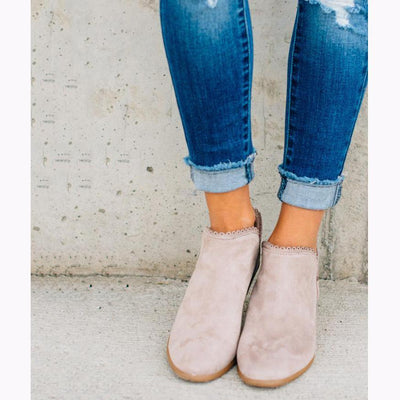 Women Slip On Low Heel Ankle Boots