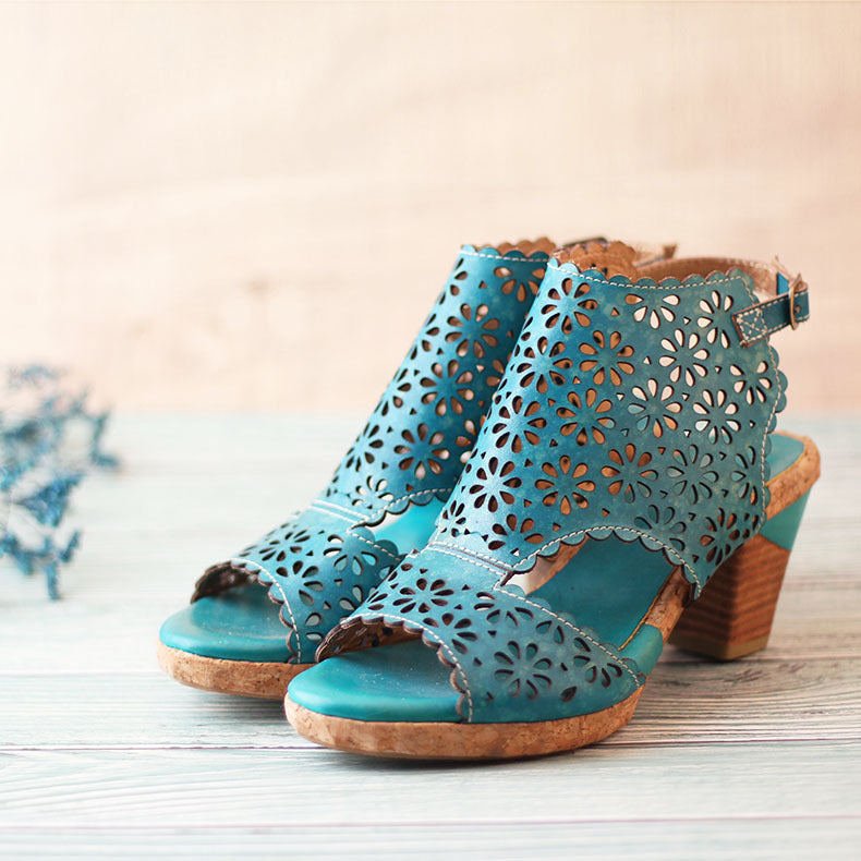 Original Handmade High-Heeled Suede Sandal