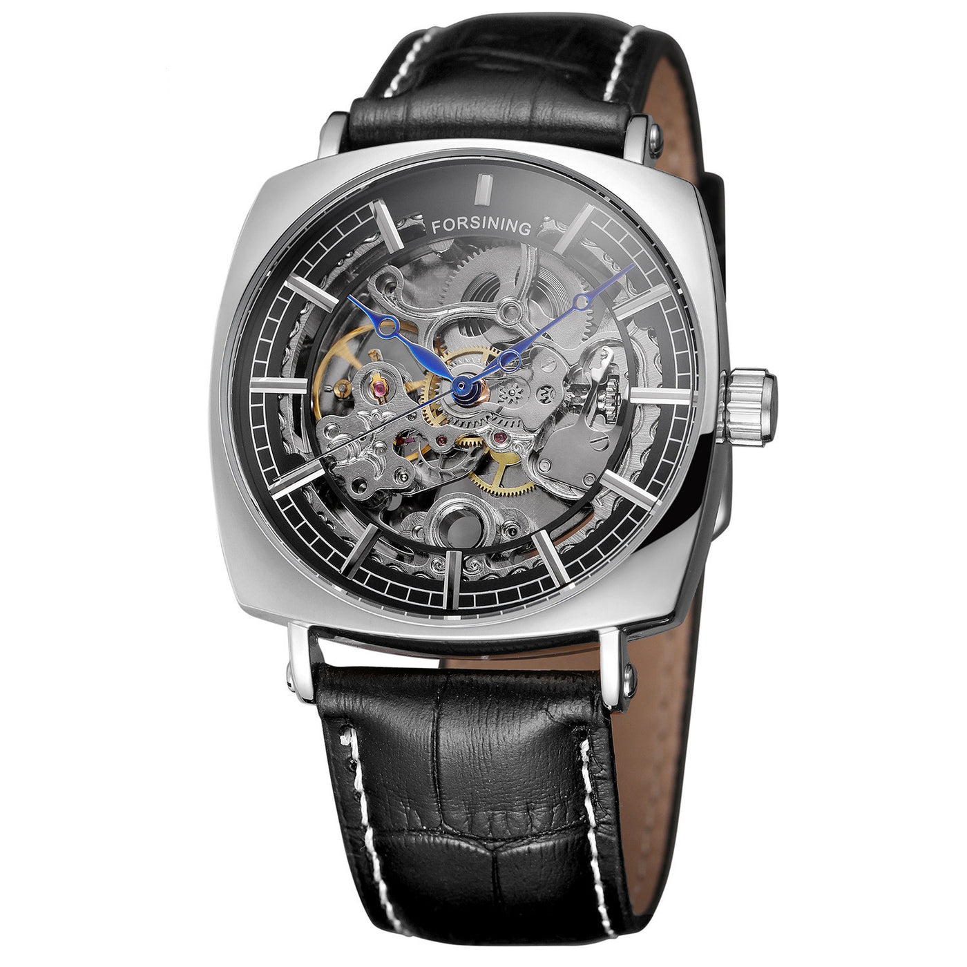 Black Genuine Leather Band Fashion Royal Watch