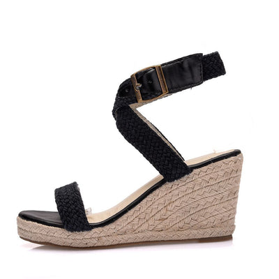 Ladies Wedge Heel New European And American Hand-Woven Platform Sandals