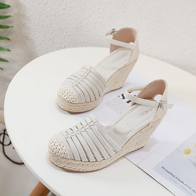 High Heels Hemp Rope Sandals Female Roman Wedges – Modera