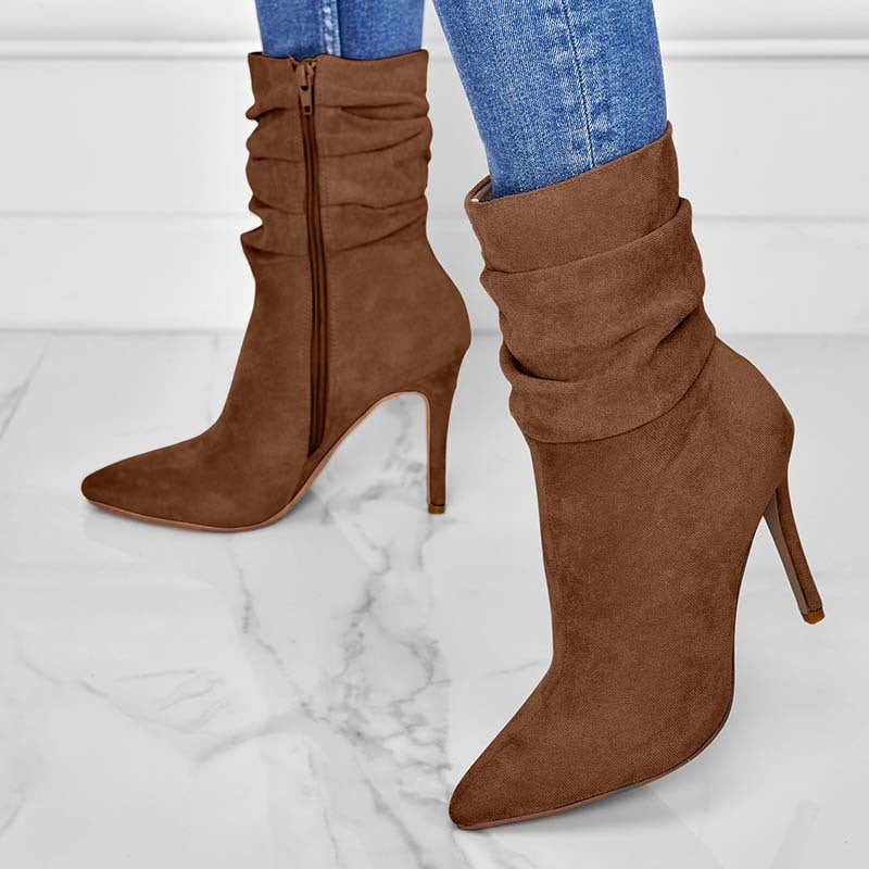 Pointed Toe Stiletto Heel Ankle Boots For Women