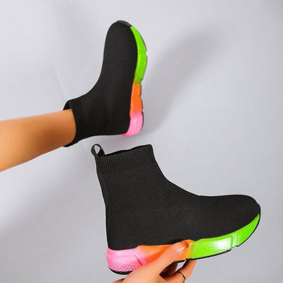 Iridescent Platform Black Ankle Shoes