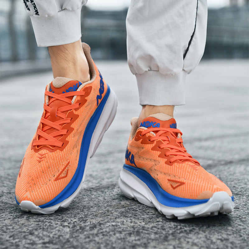 Fashion Lace-up Mesh Sneakers Lightweight Shock Absorption Training Shoes Soft-sole Running Sports Shoes