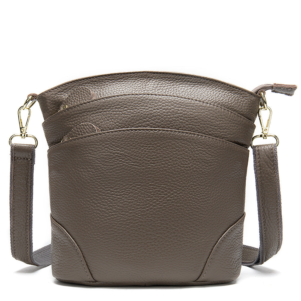 Genuine leather women's fashion bucket bag