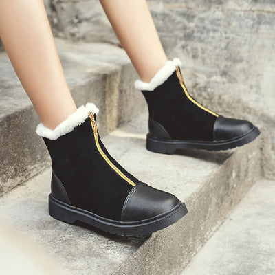 Velvet front zipper Martin boots