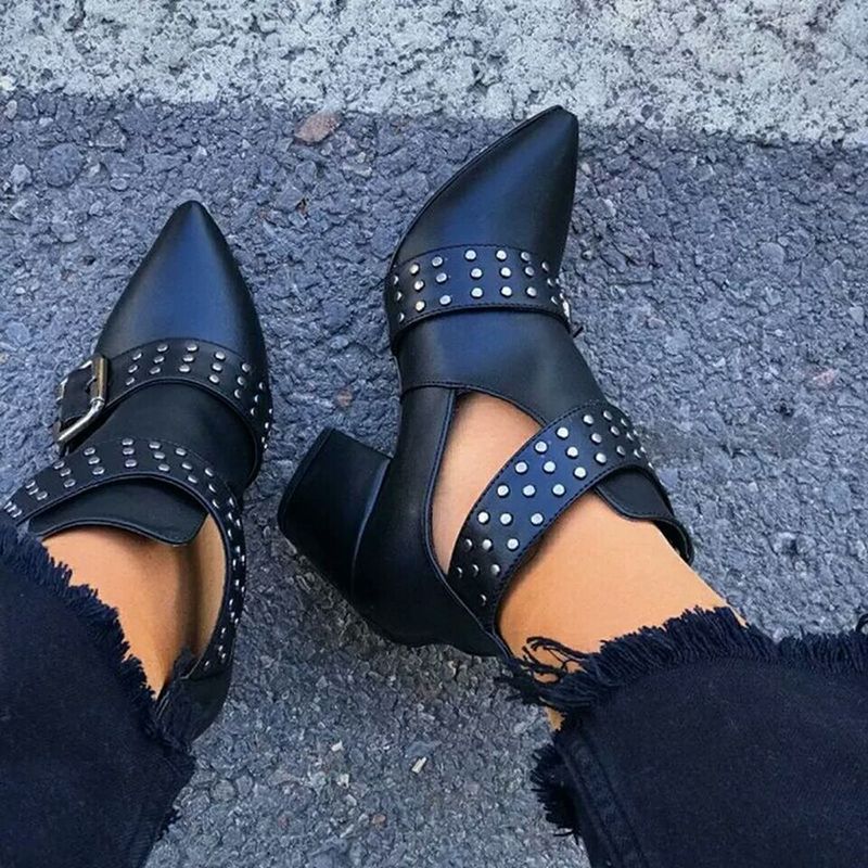 Pointed Toe Rivet Boots Women