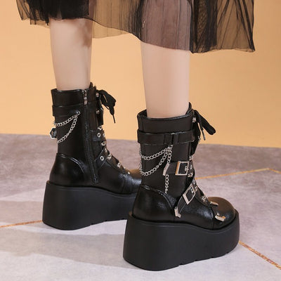 Thick Bottom Boots Rivet Women