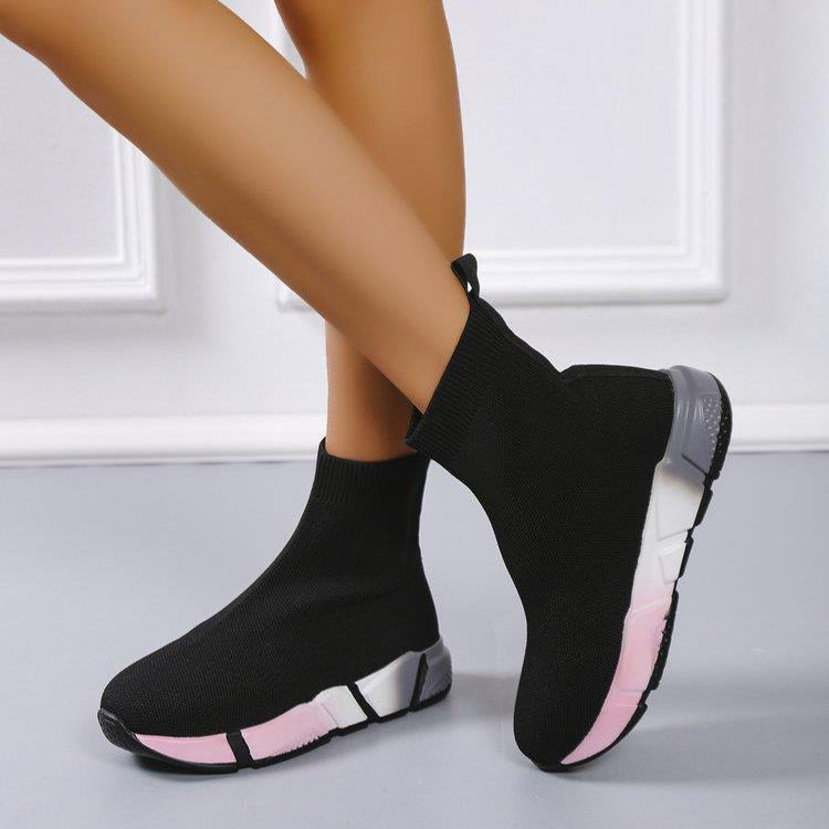 Iridescent Platform Black Ankle Shoes