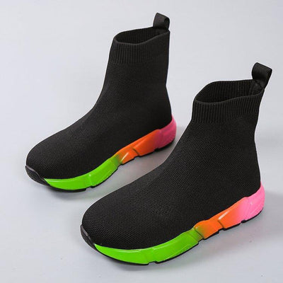 Iridescent Platform Black Ankle Shoes
