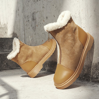 Velvet front zipper Martin boots
