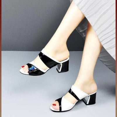 Fashion Western Style Ladies Leather Slippers