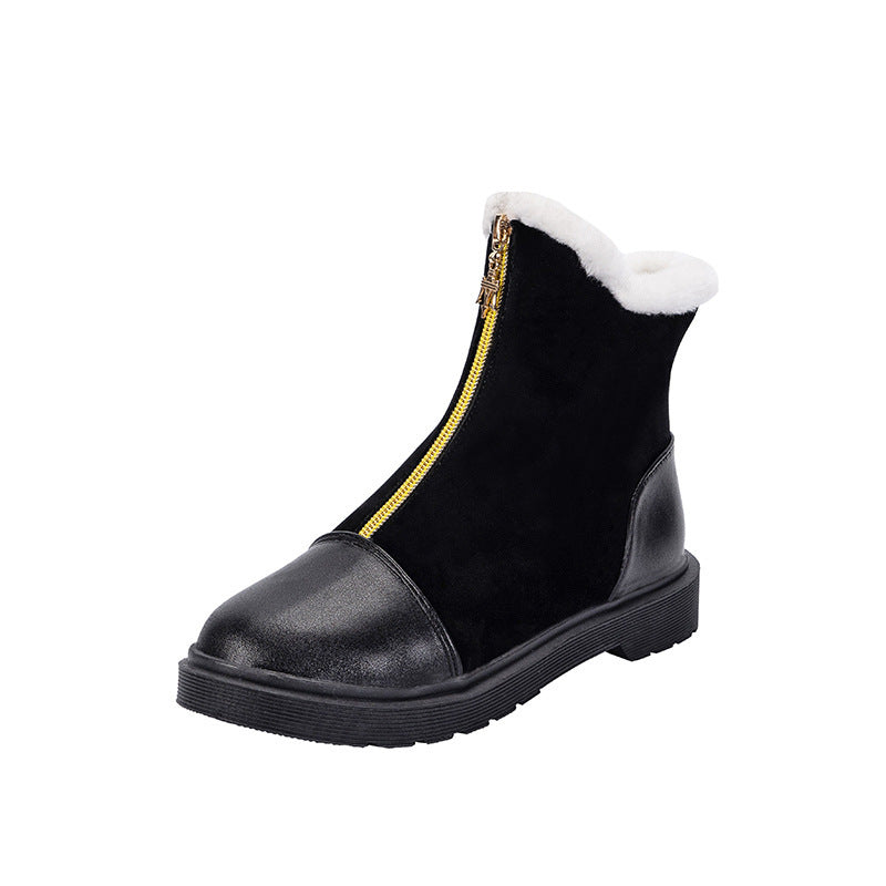 Velvet front zipper Martin boots