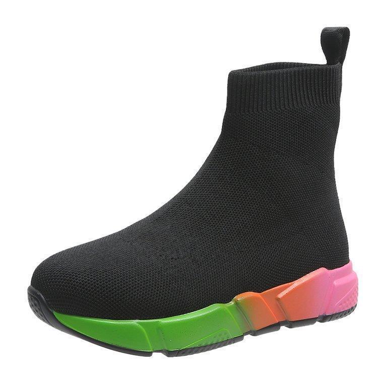 Iridescent Platform Black Ankle Shoes