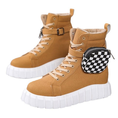 Punk Ankle Boots With Belt Buckle Pocket Designer