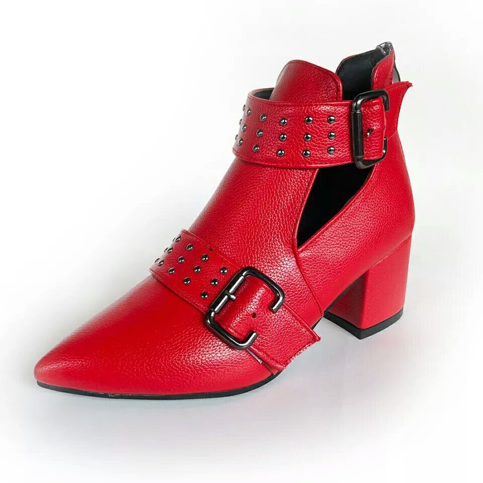 Pointed Toe Rivet Boots Women