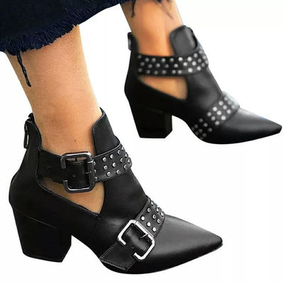 Pointed Toe Rivet Boots Women
