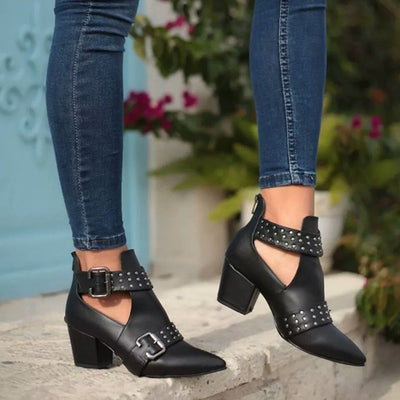 Pointed Toe Rivet Boots Women