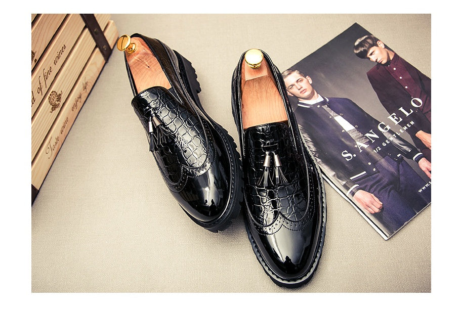 Thick bottom England increased tassel shoes men