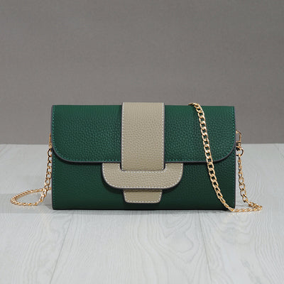 Genuine Leather Lychee Pattern Shoulder Bag Clutch