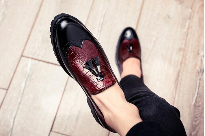 Thick bottom England increased tassel shoes men