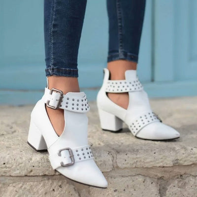 Pointed Toe Rivet Boots Women
