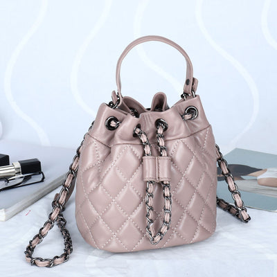 Full Sheepskin Fashionable Bucket Genuine Leather Crossbody Bag