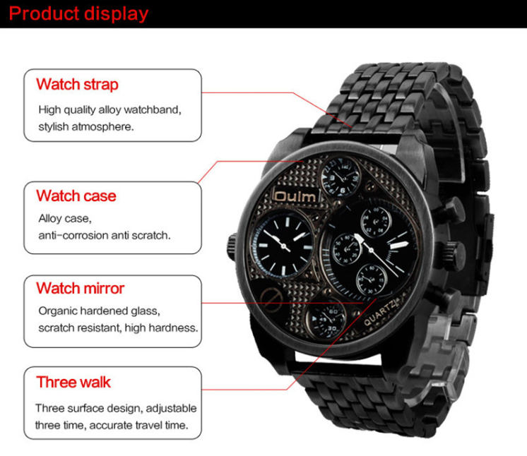 OULM's European radium imported quartz movement watch