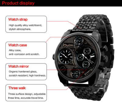 OULM's European radium imported quartz movement watch