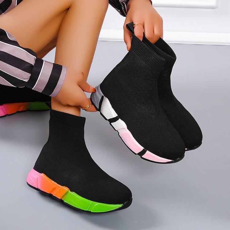 Iridescent Platform Black Ankle Shoes