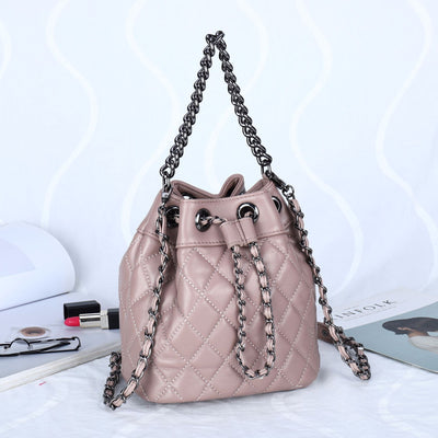 Full Sheepskin Fashionable Bucket Genuine Leather Crossbody Bag