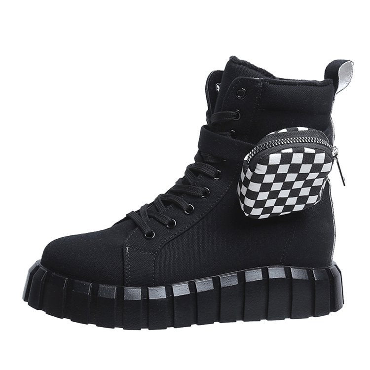 Punk Ankle Boots With Belt Buckle Pocket Designer