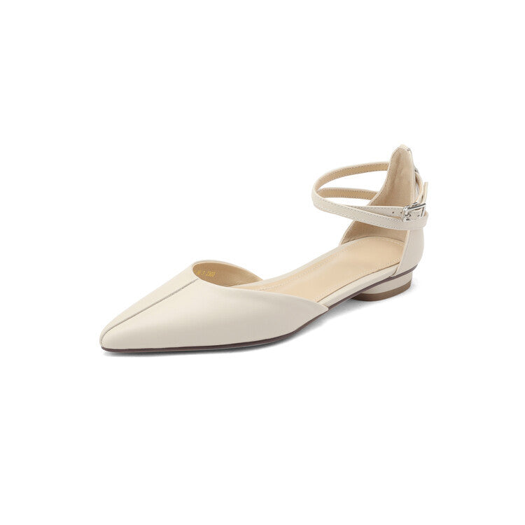 Cross Buckle Hollow Genuine Leather Pumps