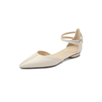 Cross Buckle Hollow Genuine Leather Pumps