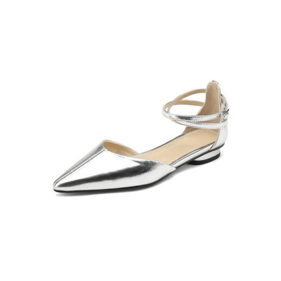 Cross Buckle Hollow Genuine Leather Pumps