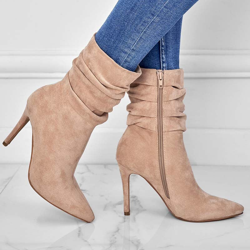 Pointed Toe Stiletto Heel Ankle Boots For Women