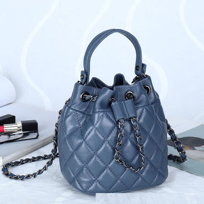 Full Sheepskin Fashionable Bucket Genuine Leather Crossbody Bag