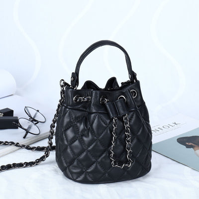 Full Sheepskin Fashionable Bucket Genuine Leather Crossbody Bag