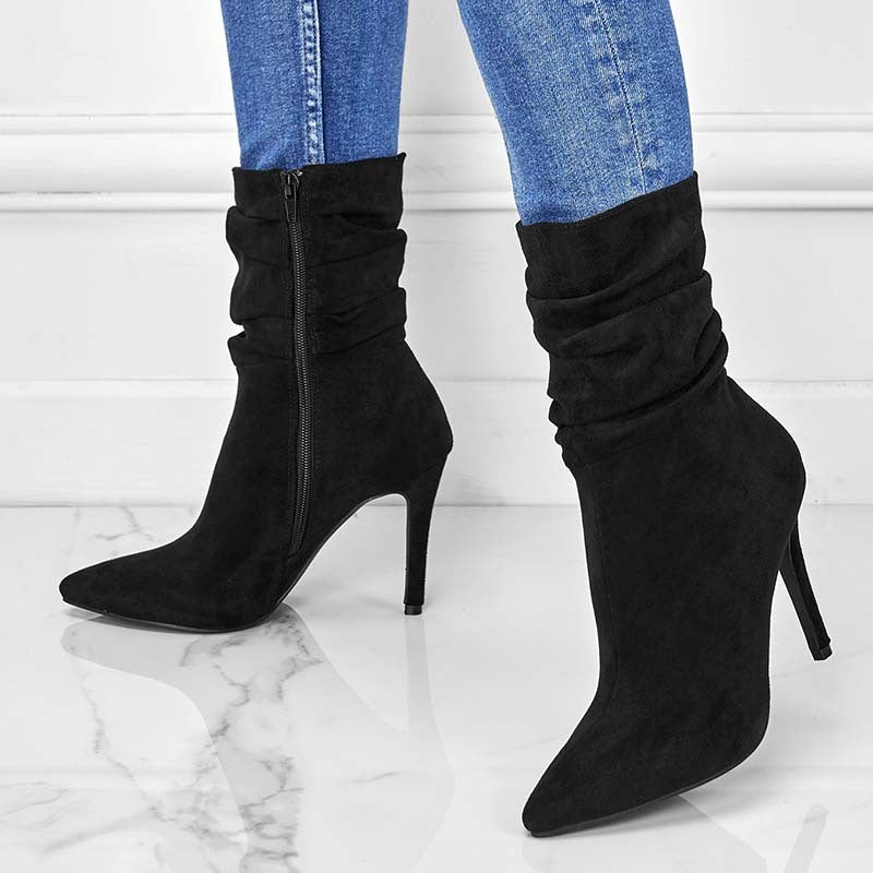 Pointed Toe Stiletto Heel Ankle Boots For Women