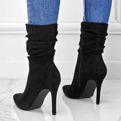 Pointed Toe Stiletto Heel Ankle Boots For Women