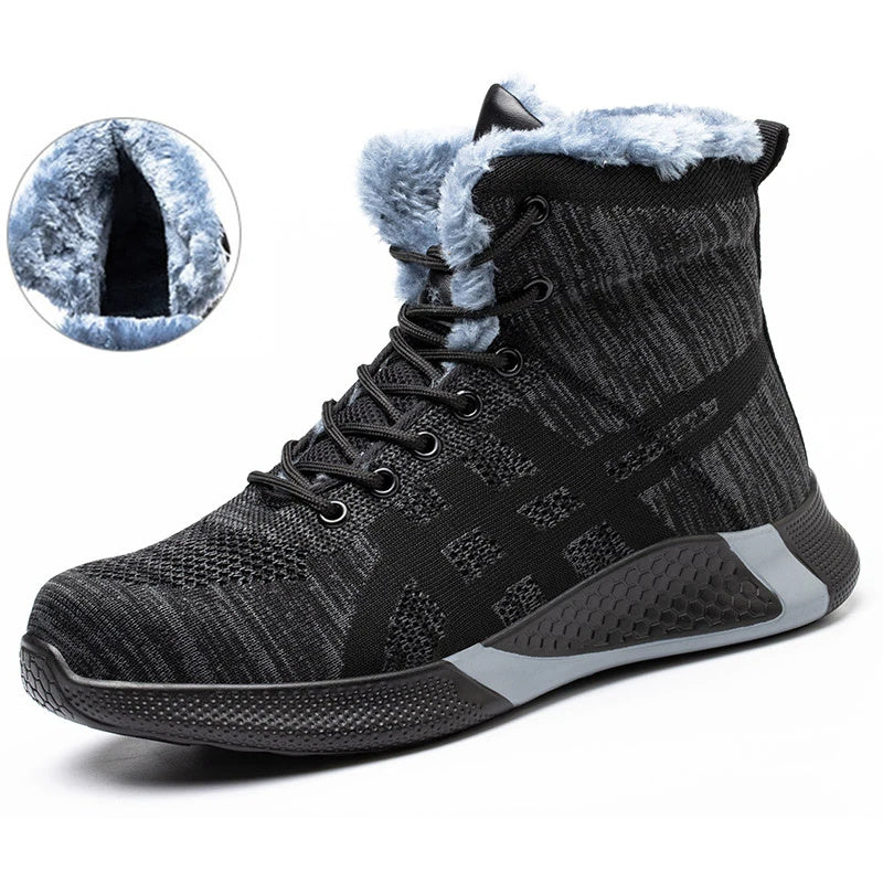 Warm Thickened Breathable Lace-up Safety Shoes