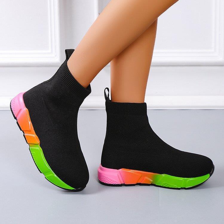 Iridescent Platform Black Ankle Shoes