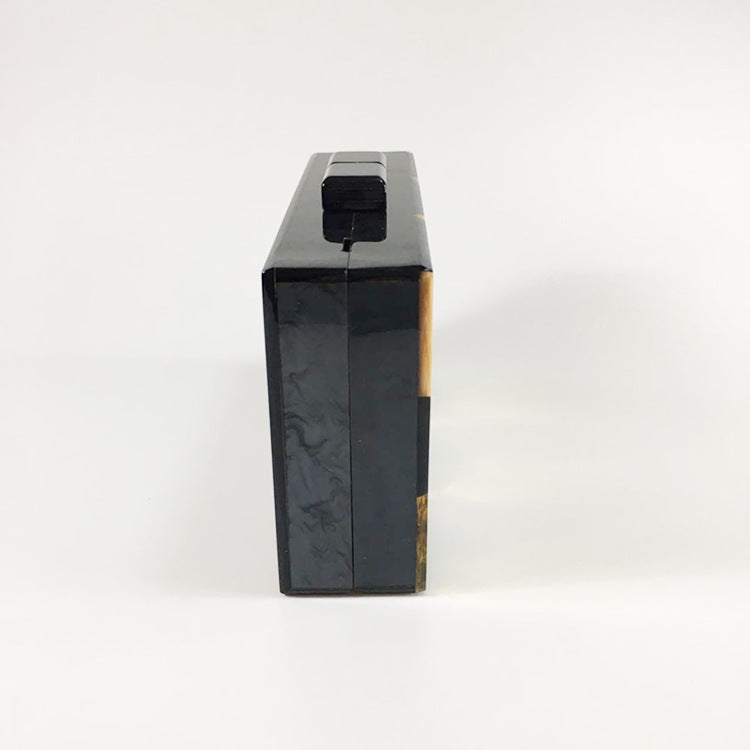 Vintage Sequined Acrylic Evening Geometric Check Panel Clutch