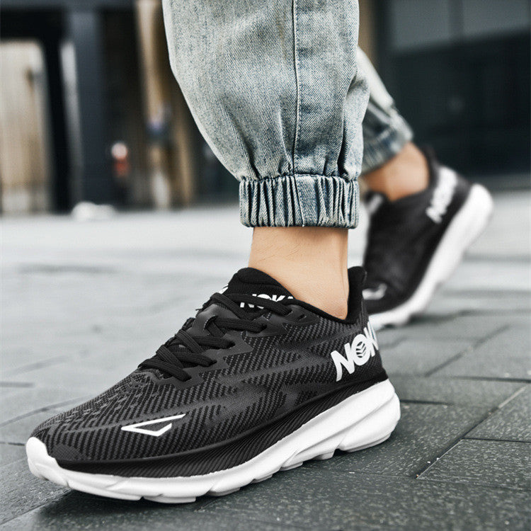 Fashion Lace-up Mesh Sneakers Lightweight Shock Absorption Training Shoes Soft-sole Running Sports Shoes