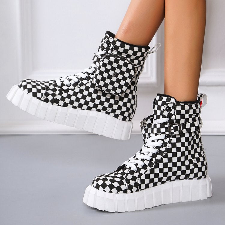 Punk Ankle Boots With Belt Buckle Pocket Designer